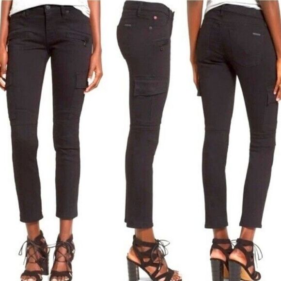 Hudson Colby Ankle Moto Skinny Cargo black stretch size 32 - Picture 1 of 11